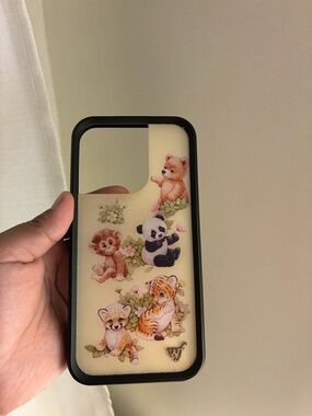Wildflowers Yellow Cute Baby Animal Phone Case with Black Trim